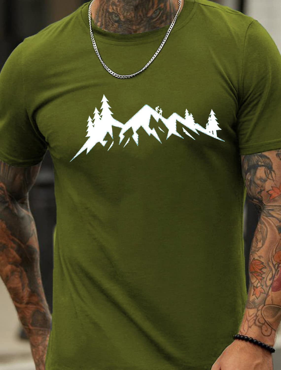 Climbing Printed Pattern Men's Cotton Summer T-shirt