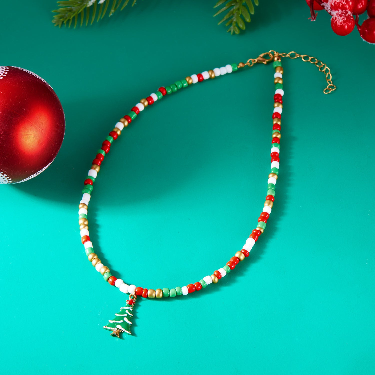 Christmas Bead Necklace For Women Stylish Pendant