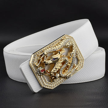 White Leather Gold Buckle