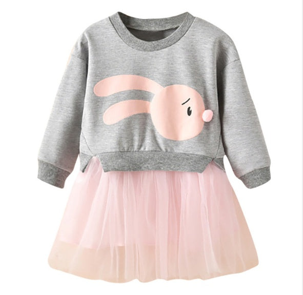 New spring infant skirt 1 long sleeved dress 2 female baby cartoon 3 4 princess dress lace dress tide