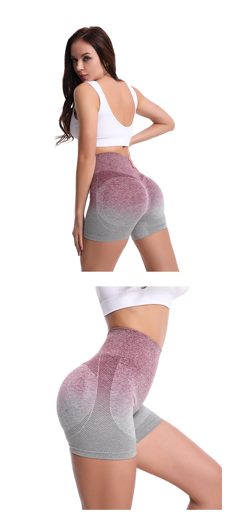 Best Seller In Europe And America New Peach Hip Raise Yoga Pants Hanging Dyed Gradient High Waist Shorts Sports Yoga Pants