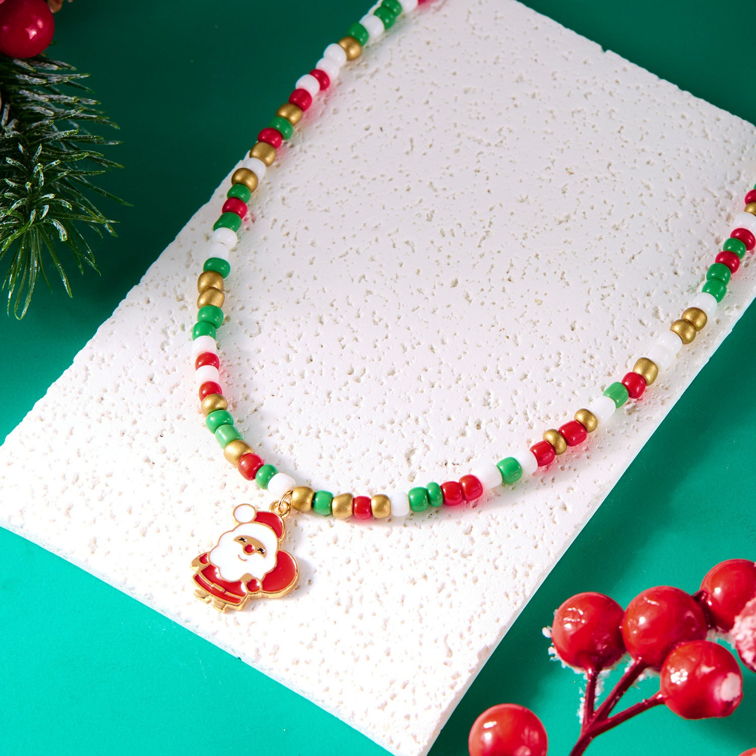 Christmas Bead Necklace For Women Stylish Pendant