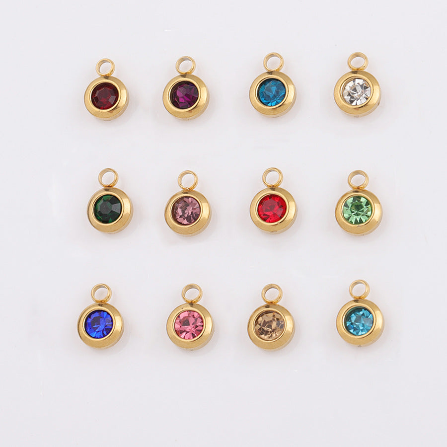 65mm Gold Titanium Steel 12 Birthstone Pendant Ornaments Accessories