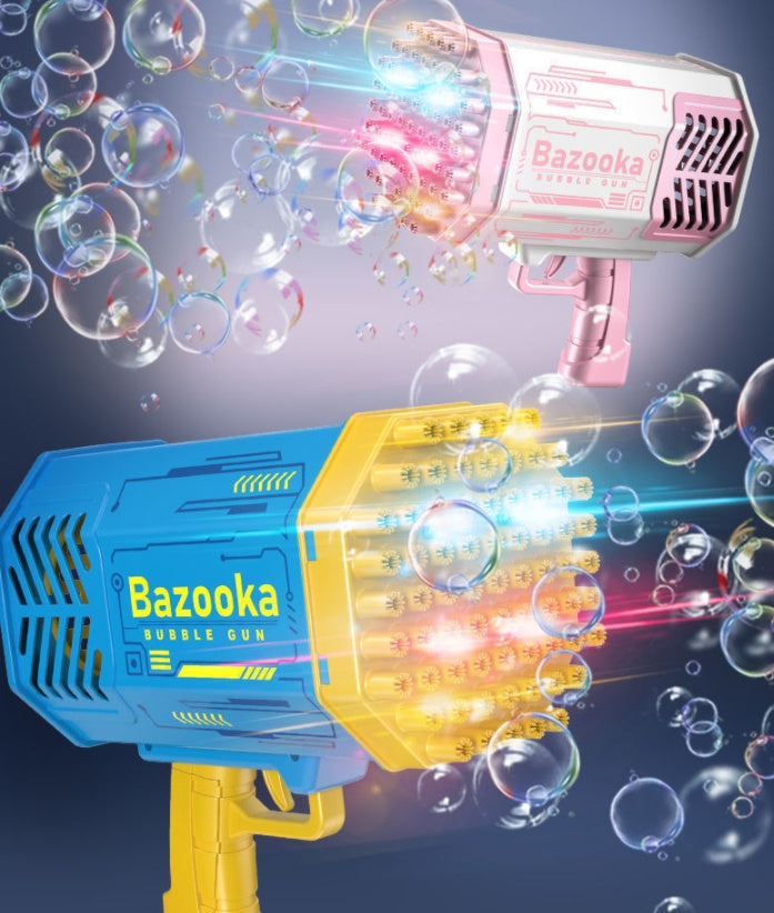 Bubble Gun Rocket 69 Holes Soap Bubbles Machine Gun Shape Automatic Blower With Light Toys For Kids Pomperos