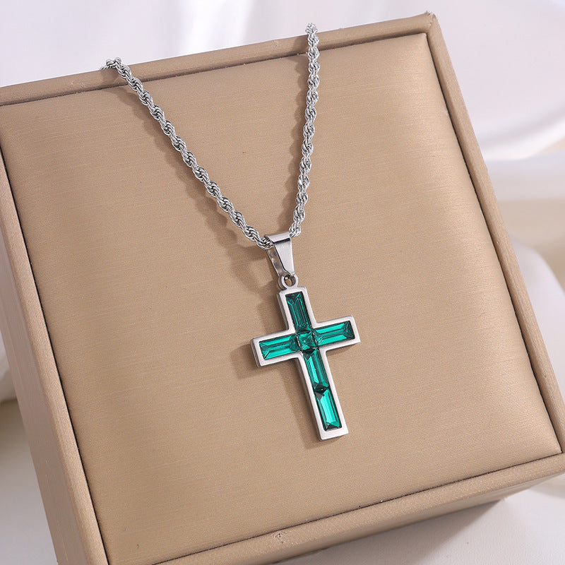 European And American Ing Style Diamond Cross Necklace Unique No Color Fading