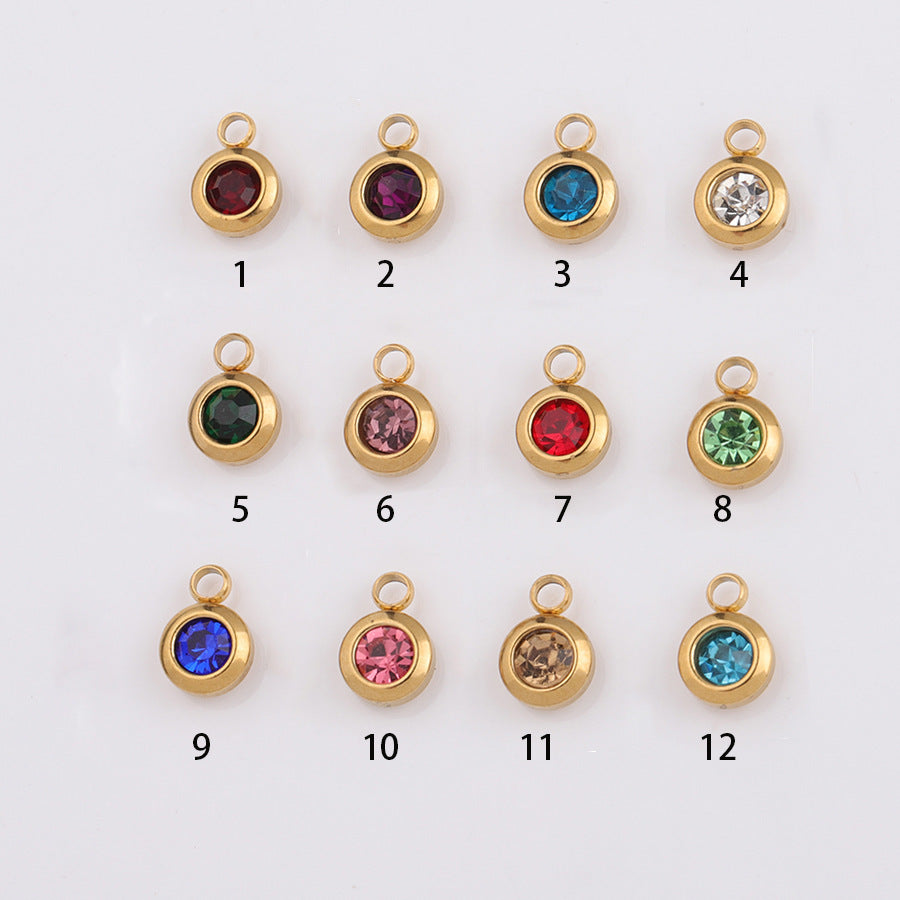 65mm Gold Titanium Steel 12 Birthstone Pendant Ornaments Accessories