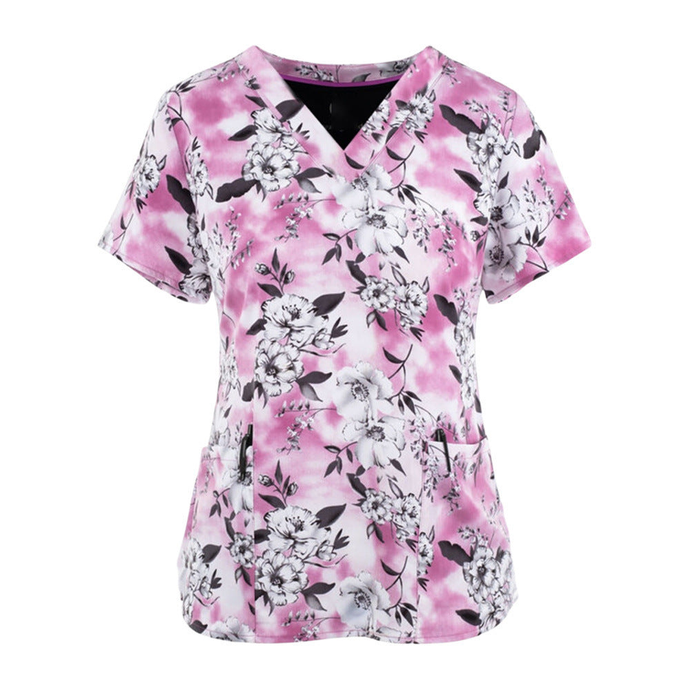 Printed Loose Casual Women's Nurses' Uniform