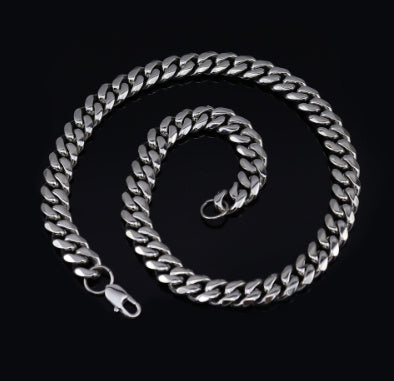 Stainless Steel Six-sided Grinding Chain Cuban Necklace Electroplating