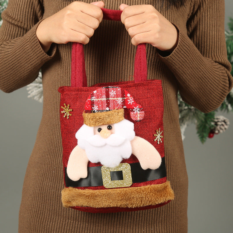 Christmas Candy Gift Tote Bag For Kids Funny Creative Santa Claus Elk Snowman Bear Handbag Small Christmas Tree Decoration Bags