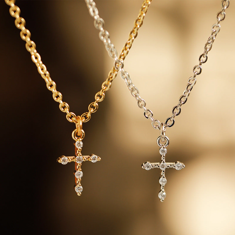 Korean Style Simple Fashion Cross Diamond Necklace