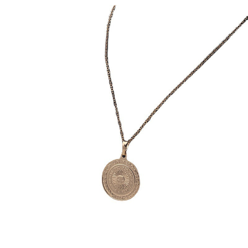 European And American Ins Style Women's Copper Round Retro Necklace