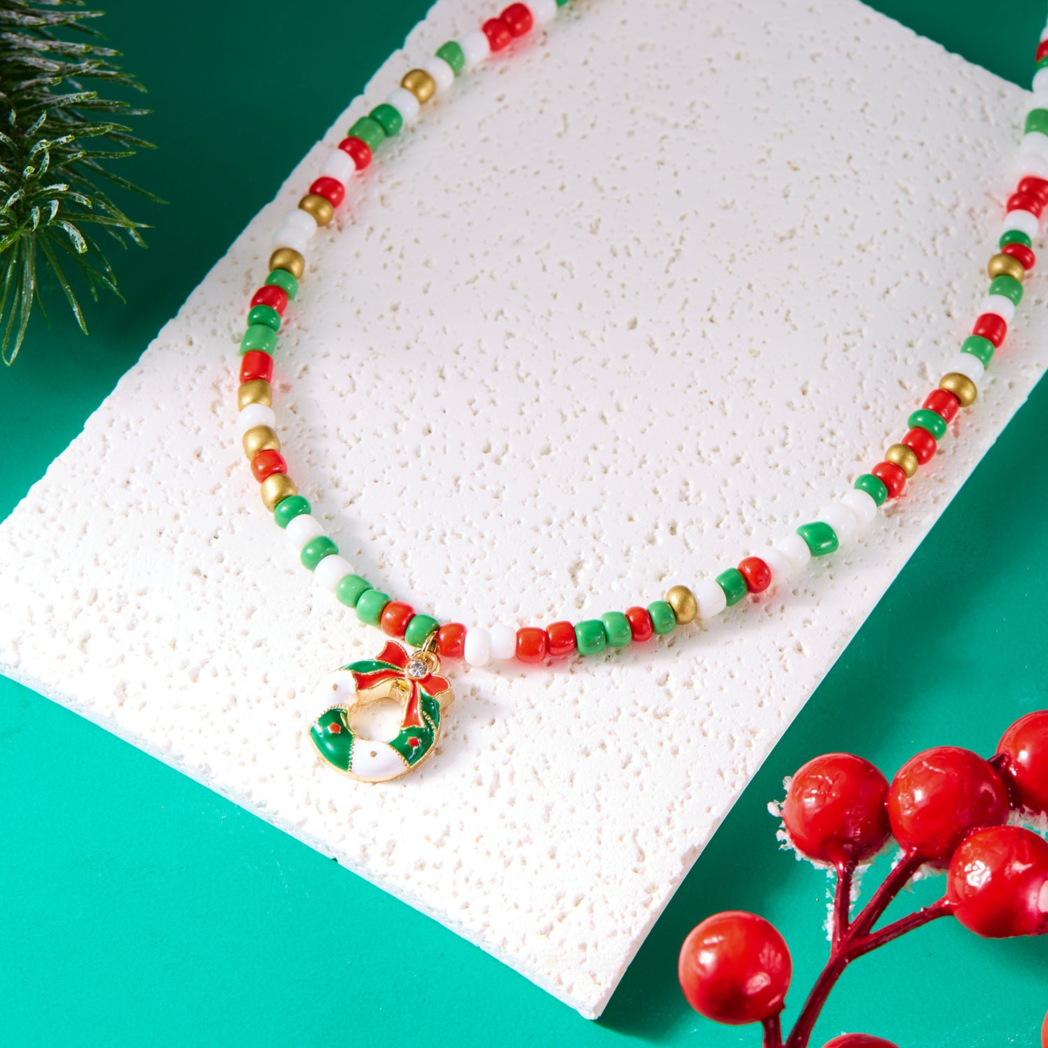 Christmas Bead Necklace For Women Stylish Pendant