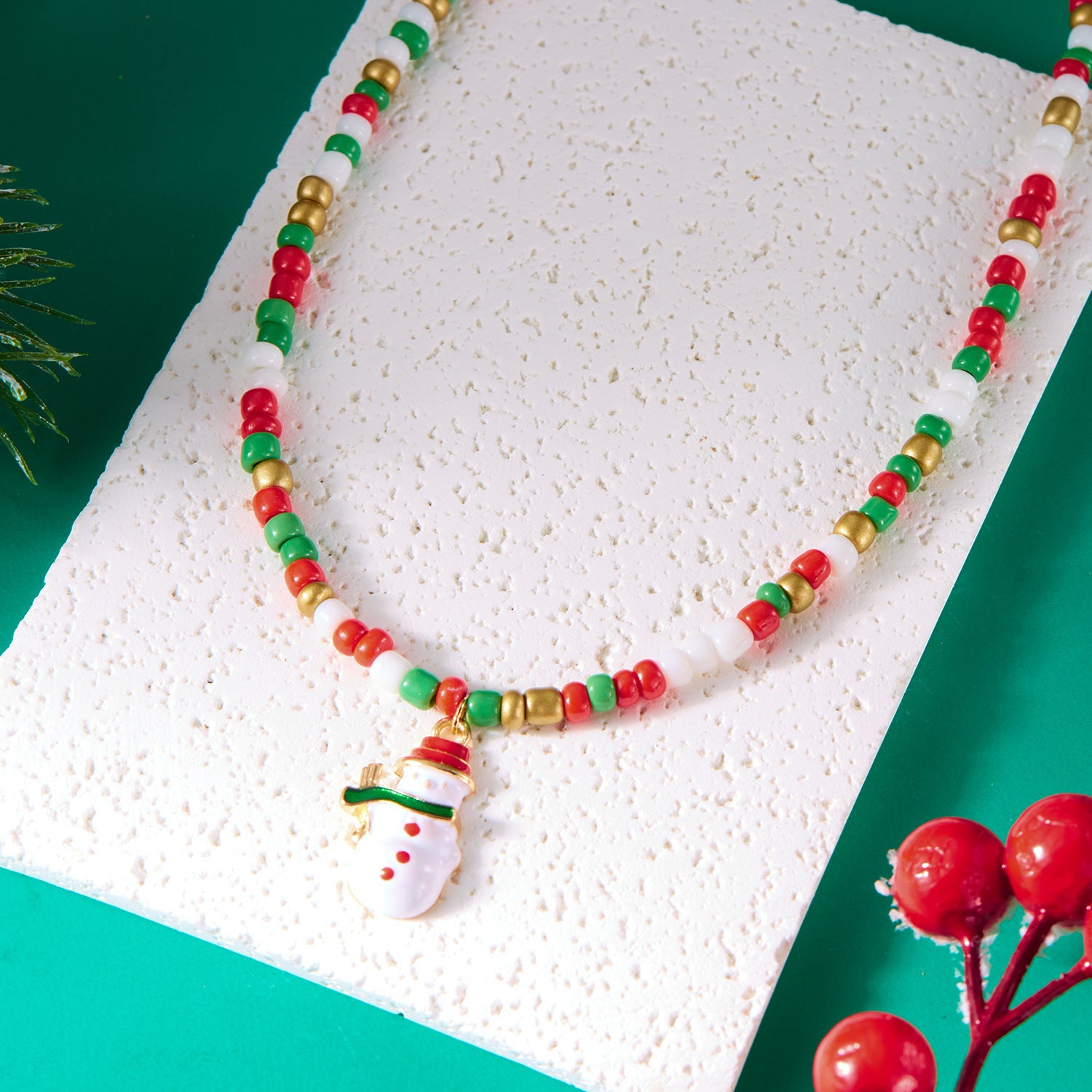 Christmas Bead Necklace For Women Stylish Pendant