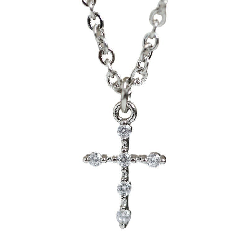 Korean Style Simple Fashion Cross Diamond Necklace