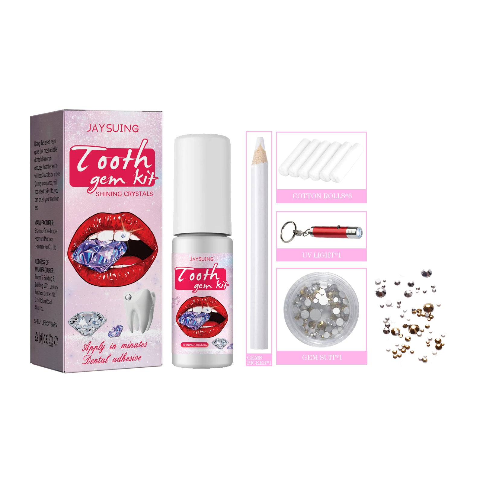 Jaysuing Tooth Gem Kit Jewelry Is Easy To Disassemble And Install, With Crystal Dental Drills And Sparkling Stickers