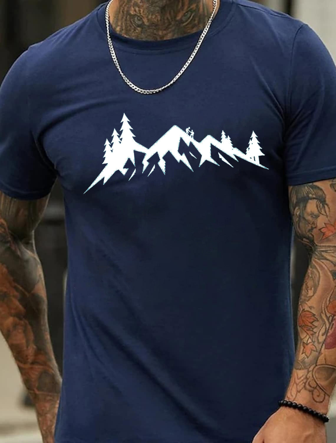 Climbing Printed Pattern Men's Cotton Summer T-shirt