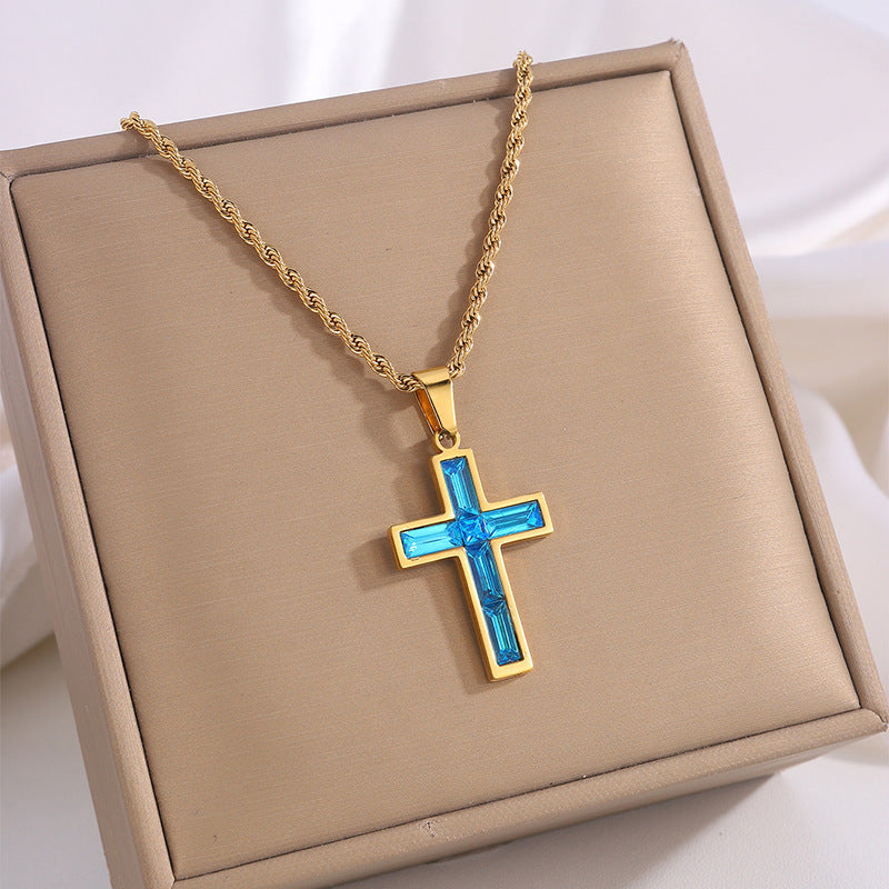 European And American Ing Style Diamond Cross Necklace Unique No Color Fading