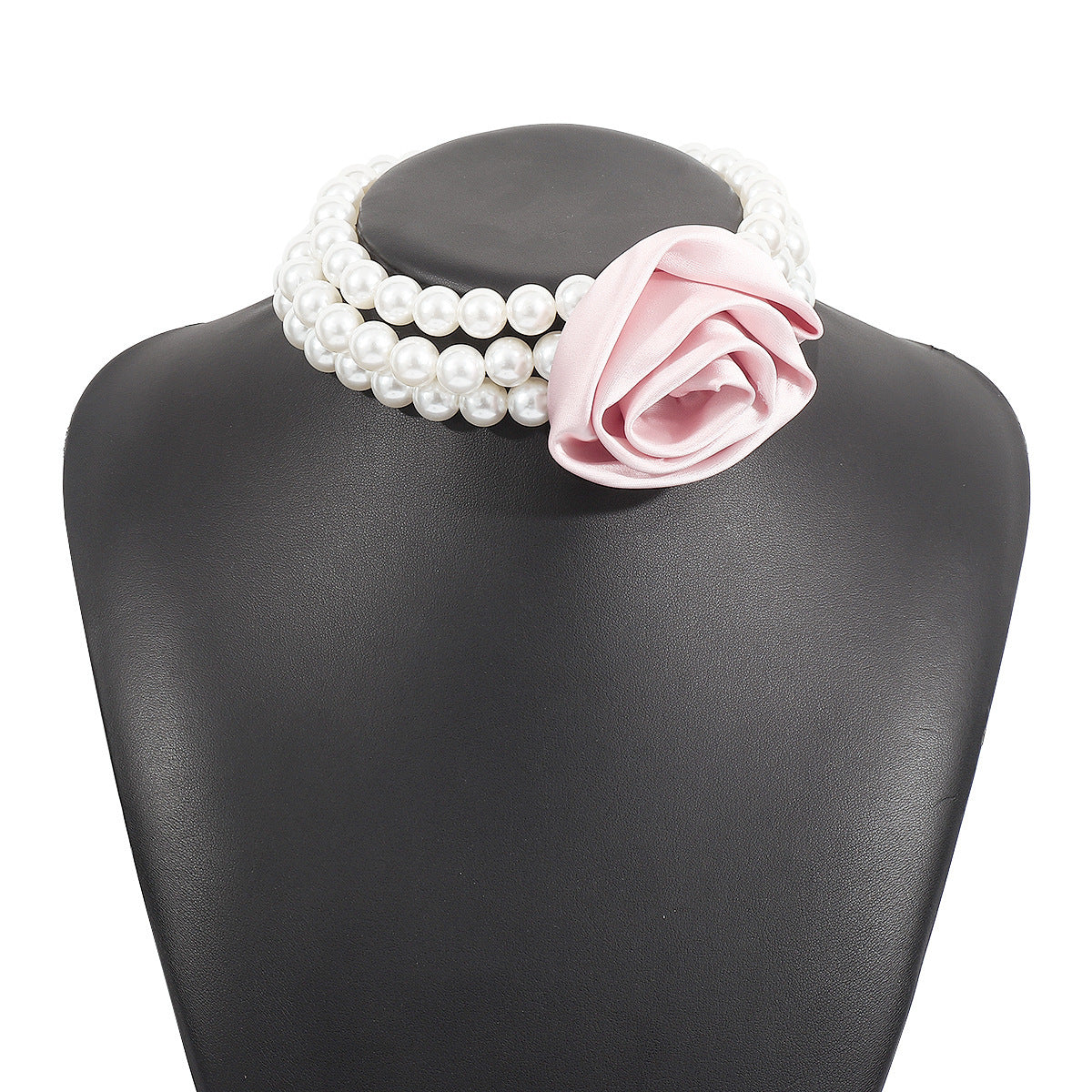 Retro Romantic Hepburn Style Pearl Necklace Rose Banquet Necklace