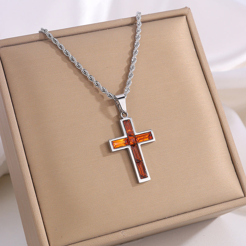 European And American Ing Style Diamond Cross Necklace Unique No Color Fading