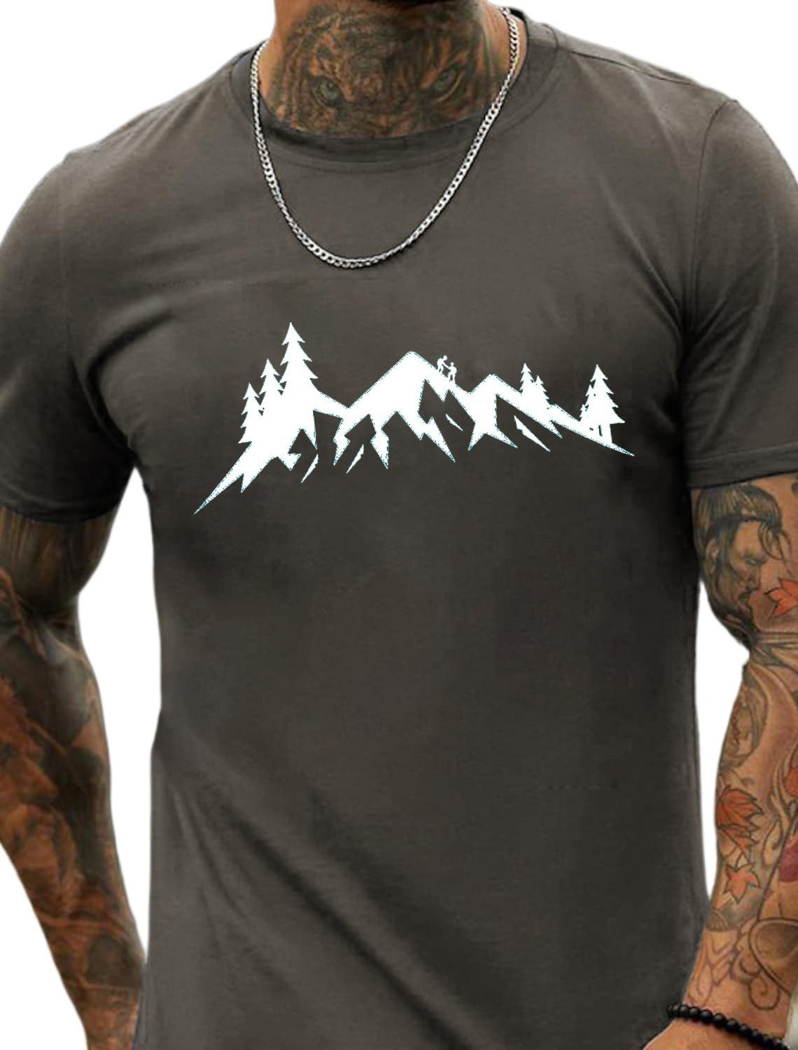 Climbing Printed Pattern Men's Cotton Summer T-shirt