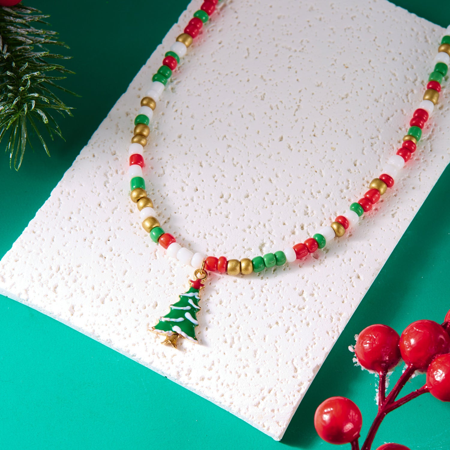 Christmas Bead Necklace For Women Stylish Pendant